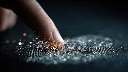 A close-up view of a unique biometric fingerprint sensor technology.