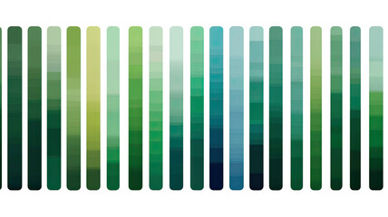Abstract vertical color bars gradient pattern with green blue tones modern geometric texture visual arrangement isolated on white background