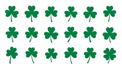 Celebrating Saint Patrick’s Day with a vibrant green clover pattern on a white background