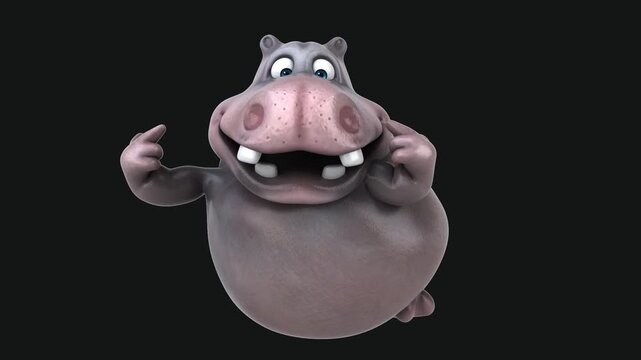 Fun 3D cartoon hippopotamus (with alpha channel)