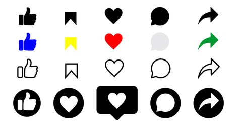 Like, comment, and share icon in line design. Love, Thumbs up, speech bubble, and arrow repost Editable stroke, Solid & outline sign symbol