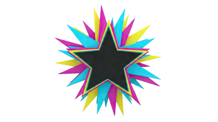 Abstract Starburst with Cyan, Magenta, and Yellow Spikes