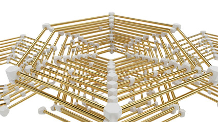 Abstract Golden Structure with White Connectors