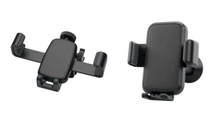 a set of empty smartphone holders on a transparent background