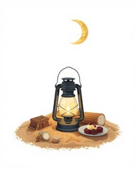 Cozy nighttime camping scene