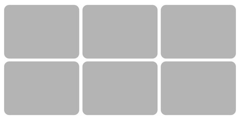 Image collage layout template. Grey mosaic mood board grid collection. Picture frame set. Photo album idea for banner, poster, comic page, flyer, brochure, booklet, memory wall design. Vector pack