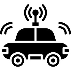 Autonomous Electric Smart Car Technology Icon