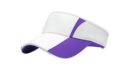 White and Purple Sun Visor Hat Isolated on Transparent Background