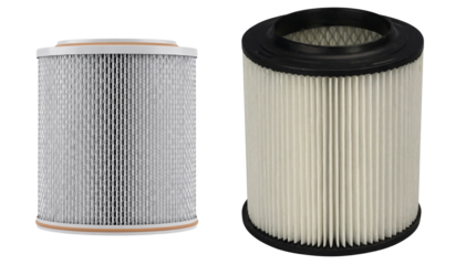 set of HEPA filter cartridges on a transparent background