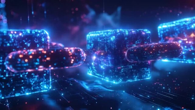 Futuristic Blockchain Technology: Digital Cubes and Connections.