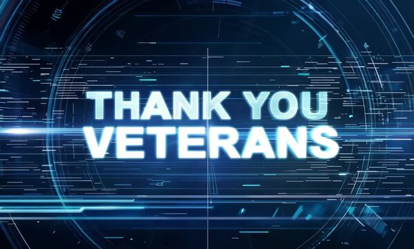 Digital Tech Style Thank You Veterans Glowing Text