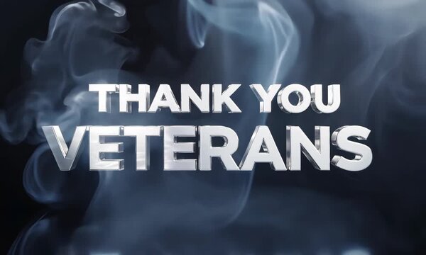 Metallic Thank You Veterans Text on Smokey Dark Background