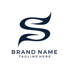Fototapeta premium Modern stylized letter S logo design template with elegant flowing lines and placeholder text for brand name and tagline.