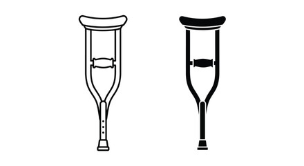 Black and white illustration of two crutches with different designs on a plain white background.