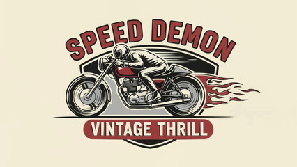 Vintage Motorcycle Speed Demon Emblem. © Diajeng Anita