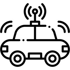 Autonomous Electric Smart Car Technology Icon