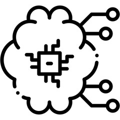 Futuristic Brain Chip and Artificial Intelligence Icon