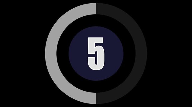 Countdown timer with circle indicator for 10 seconds .Circle countdown timer 10  seconds animation from 10 to 0 seconds, 10 seconds circular timer countdown animated with alpha channel. 4K.