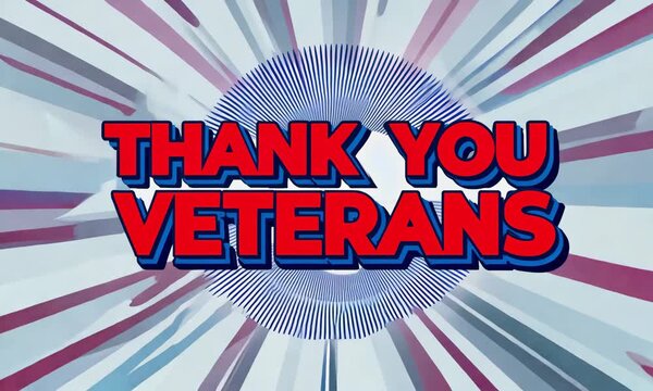 Patriotic Radial Background with Thank You Veterans Text