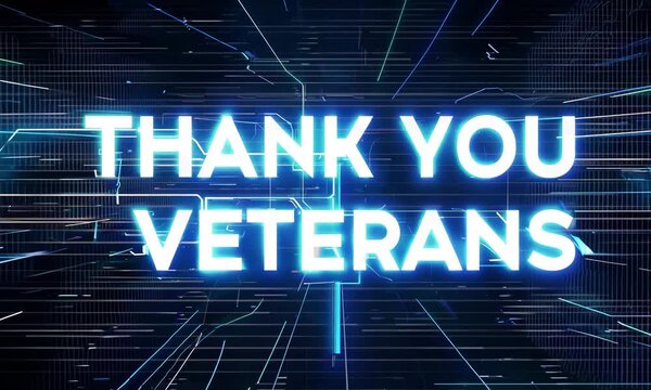 Blue Digital Matrix Line Style Thank You Veterans Background