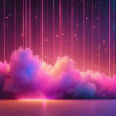 Dreamy Colorful Clouds with Vertical Light Streaks and Glowing Particles｜幻想的なカラフルな雲と縦の光線、輝く粒子の抽象背景