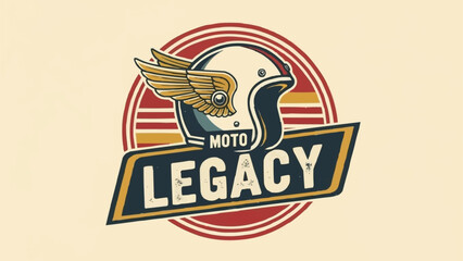 Vintage motorcycle helmet with wings logo design. © Bintang