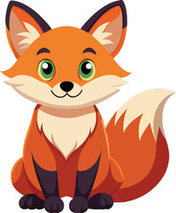 Obraz premium Cute Cartoon Fox Character Sitting and Smiling
