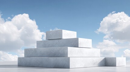 Cloud platform foundation with ancient stone structures is visible under a clear sky, highlighting the architectural features and design aspects.