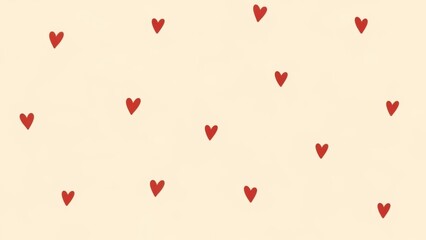 Vibrant red hearts on soft peach background for Valentine's Day