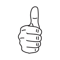 Thumbs Up Hand Gesture Line Art Icon for Success and Approval Vector Illustration