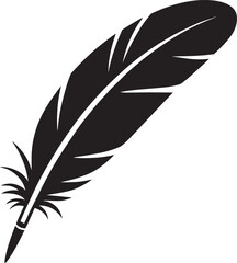 Obraz premium Black feather silhouette simple drawing of bird plume vector illustration graphic element