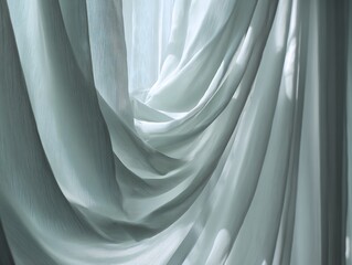 Translucent Sheer White Curtains with Soft Flowing Folds and Natural Light