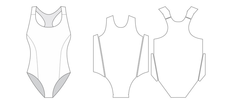 Swin Suit Mockup And Pattern Template Vector