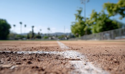  a baseball field from the ground behind home plate