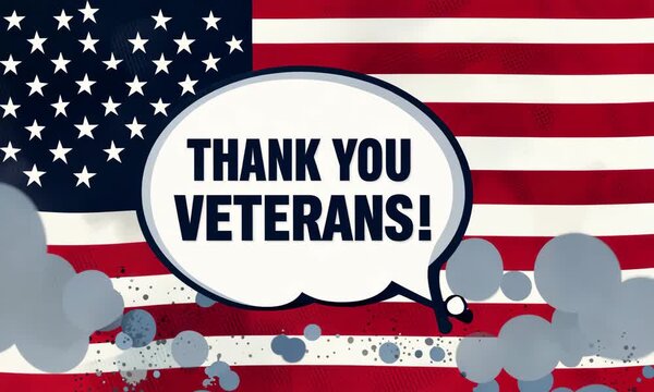 Radiant Neon Red and Blue Thank You Veterans Text