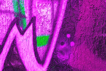 Abstract graffiti texture in vibrant purple, green with neon glow. Y2K, iridescent style, fluid lines and rough surface. Background, texture, digital art, creative banner, modern 2000s visuals.