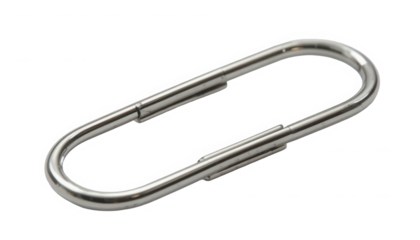 Shiny metal paperclip on black background