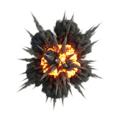 Intense explosion with fire and dark smoke rising