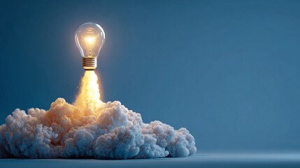 Igniting innovation with a bright idea taking off like a rocket. The spark of creativity propels us forward, illuminating the path to success with imagination and energy.