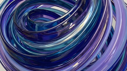 Abstract Glossy Tubular Structures &ndash; Intertwined Blue and Purple Loops in Futuristic Digital Composition