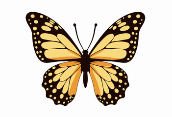 Fototapeta premium Illustration of a Vibrant Monarch Butterfly with Intricate Wing Patterns in Yellow and Black on a Clean White Background