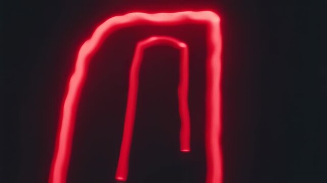 An abstract image featuring a glowing, red, curved shape on a dark background, suggestive of an arch