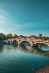 Graceful bridge over calm waters