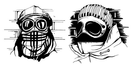 set of casual vector black and white sticker logo design