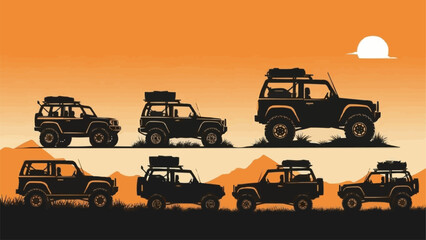 Off Road Vehicles Driving Through Desert Landscape. © Rio