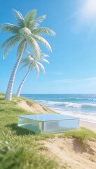 tropical beach with palm trees