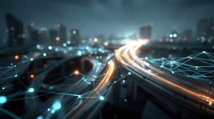 A detailed graphic representation of a network of roads and highways with intersections.