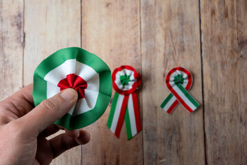 Hand Holding Hungarian National Cockade