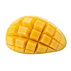 Sliced mango half isolated on transparent background