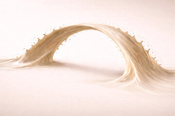 Elegant Milk Splash Arc, 3/4 View, Negative-Space Window + Lower Copy Band